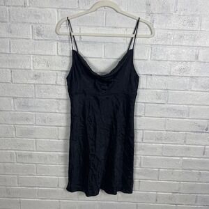 Victoria Secret Black Satin Cowl Neck Mini Dress Womens Size S Clubwear